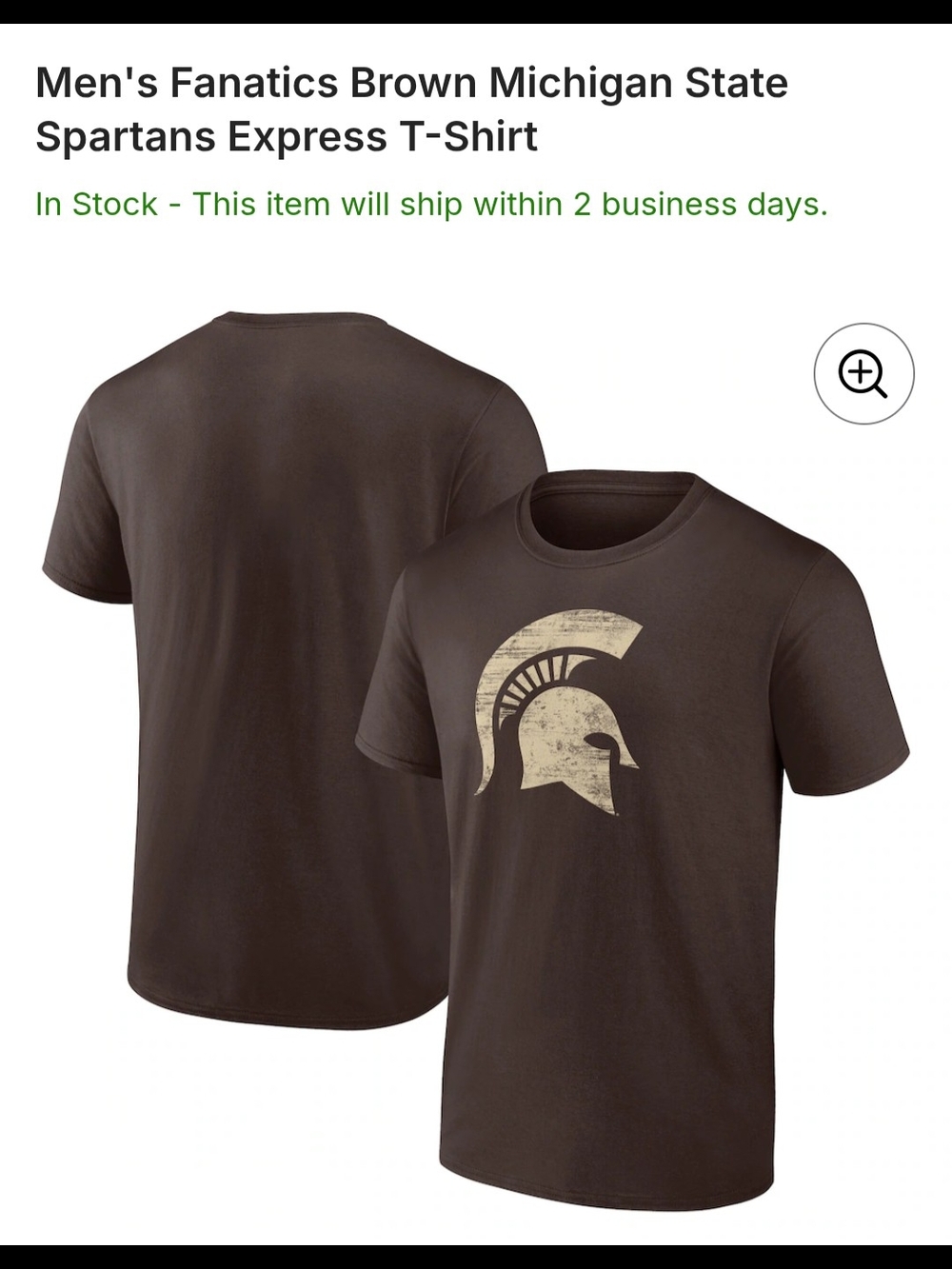 Fanatics Brown Michigan State Spartans Helmet Graphic T-Shirt